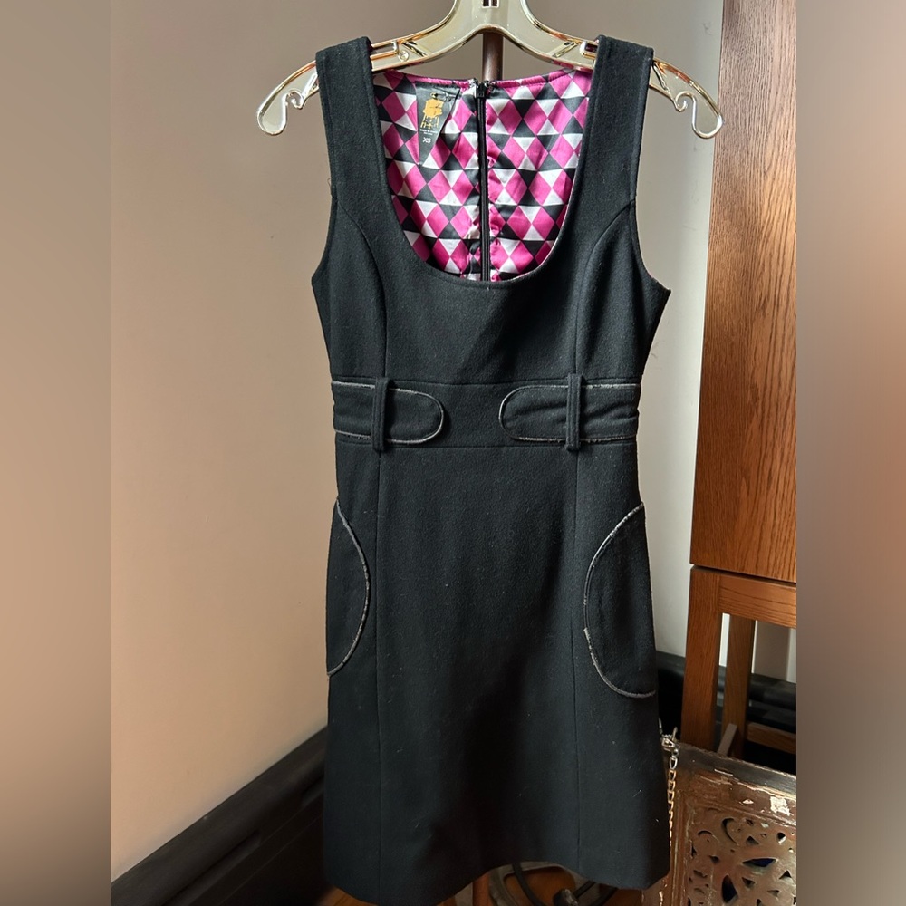 Brooklyn industries black wool dress lined and with pockets size xs